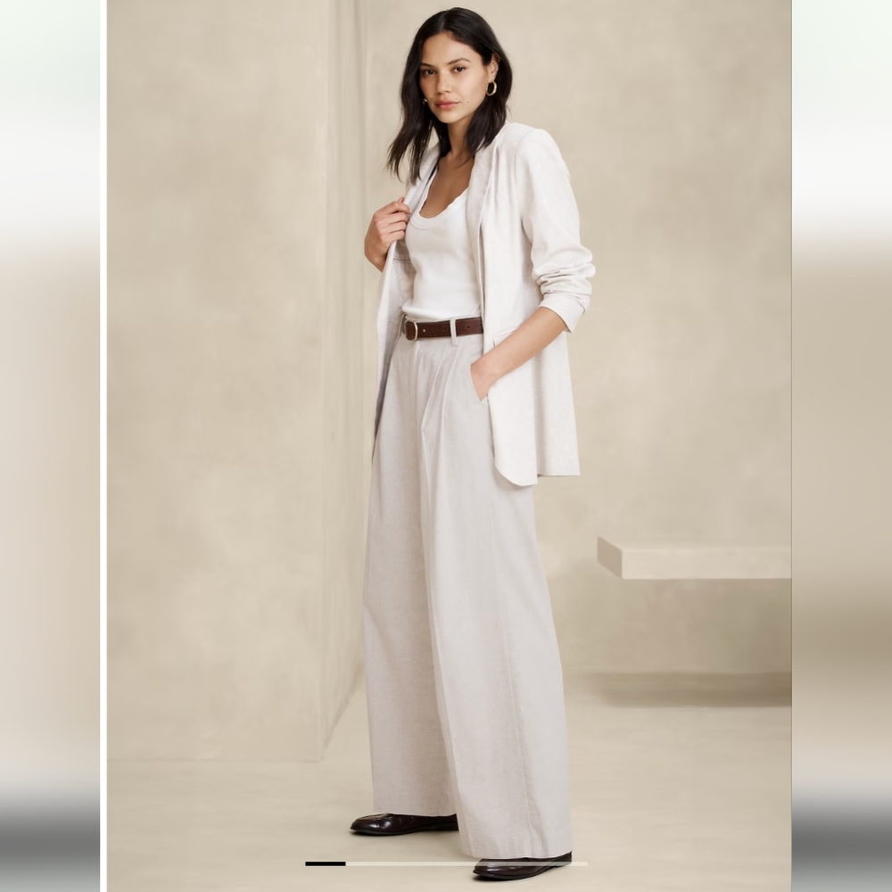 NWT Banana Republic wide leg linen trouser 4